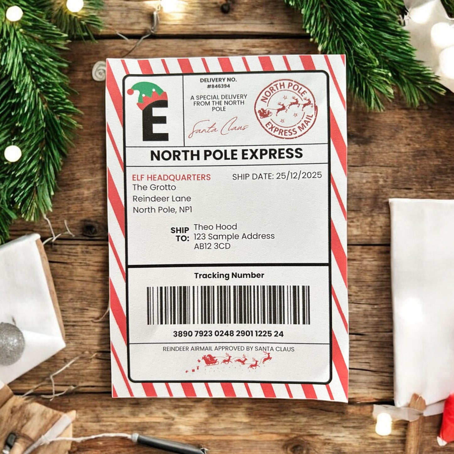 Red North Pole Express Special Delivery Stickers