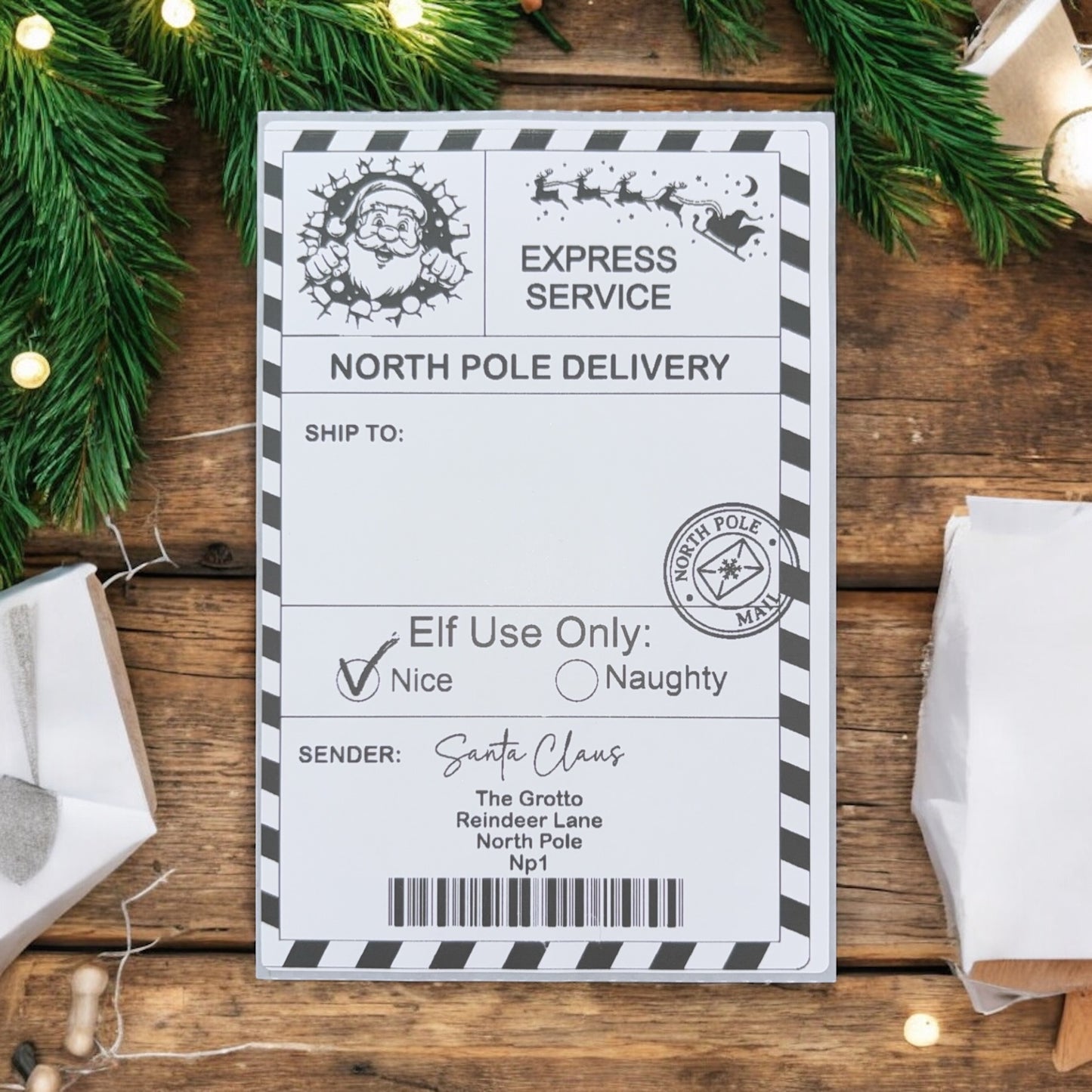 North Pole Delivery - Nice List Sticker